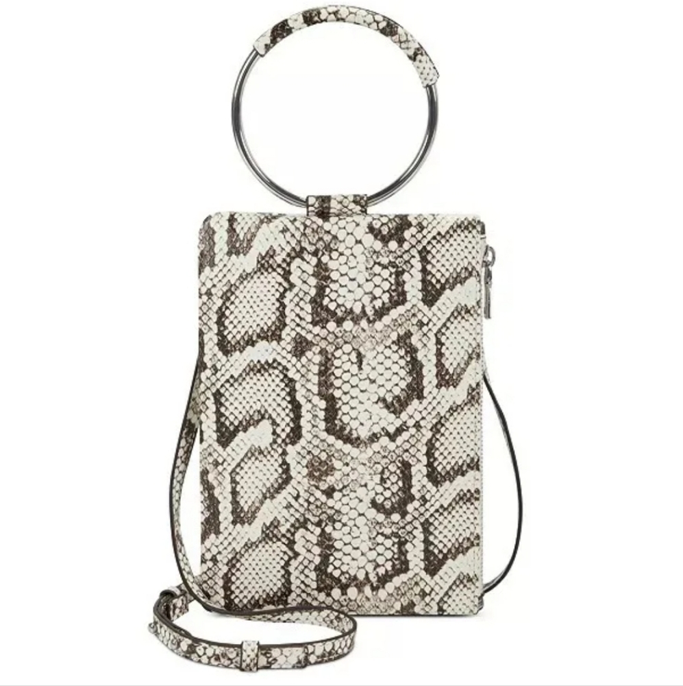 INC, Charlii Bangle crossbody mini satchel for women. Vanilla Python